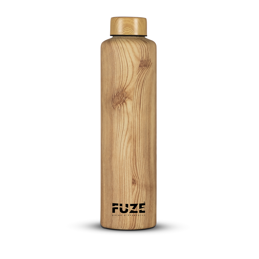 Fuze Full Hydro Glass Water Bottle -  Classic Wood (1ltr)