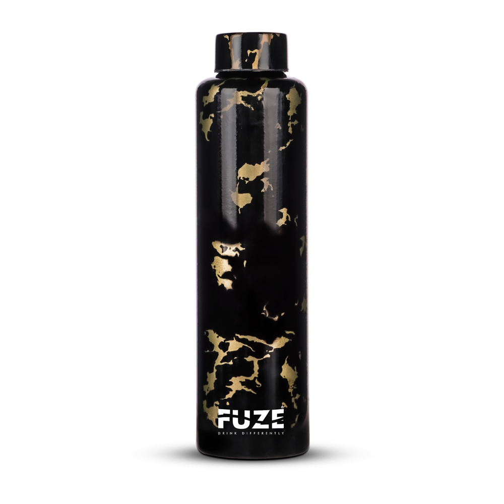 Fuze Full Hydro Glass Water Bottle - Fiery Black (1ltr)