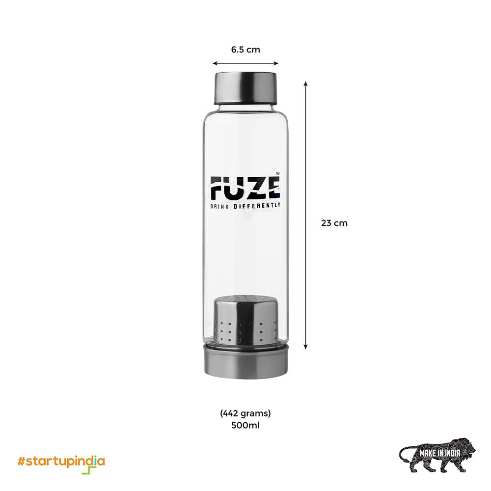 Fuze Detox Glass Bottle with Removable Tea and Fruit Infuser 500 ML